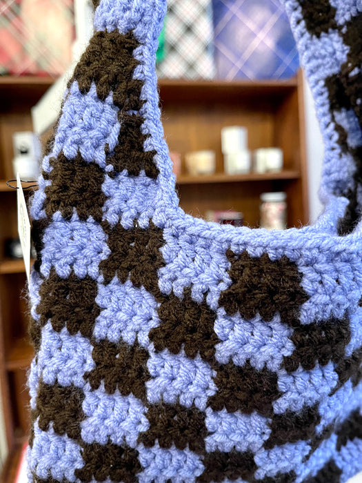 Hand-Crocheted Checkered Bag