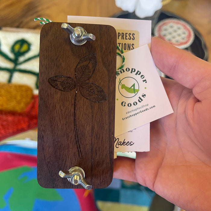 Pocket Size Floral Press With Clover Design - Cherry, Walnut, or Maple