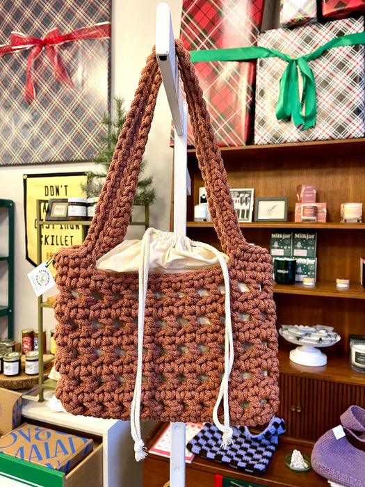 Hand-Crocheted Bag with Muslin Liner