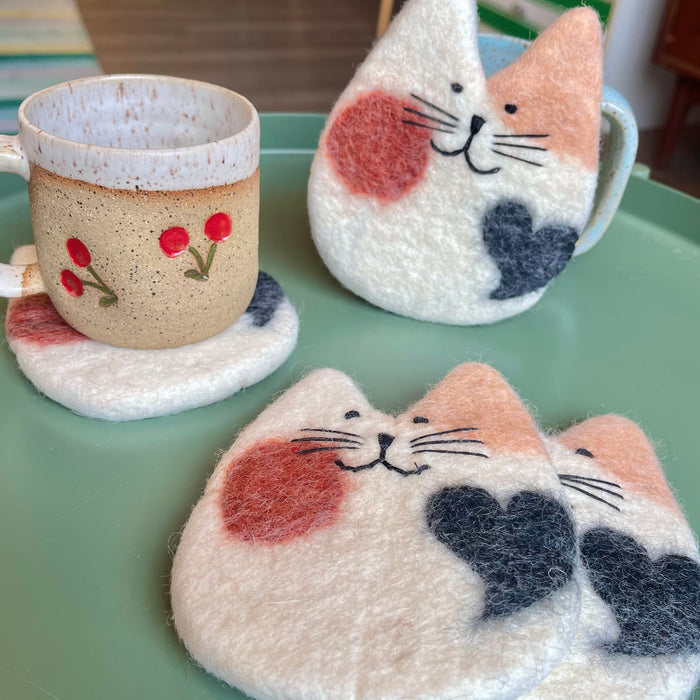 Felted Cat Coasters