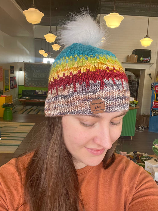 Hand-Knit National Parks Inspired Hat - Yellowstone