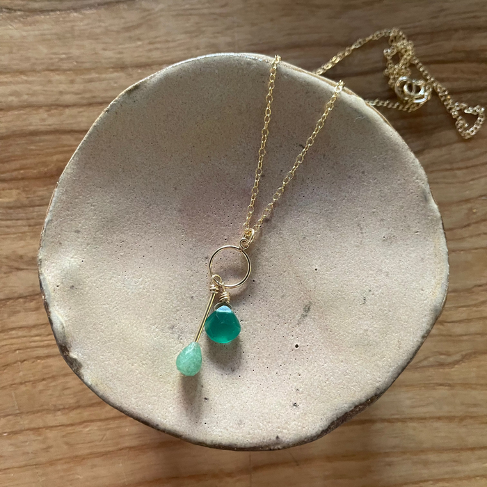 Green Onyx and Moss Agate Necklace