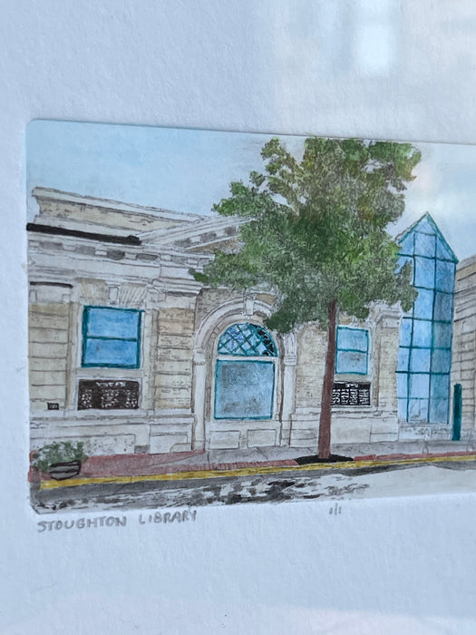 Stoughton Library Hand-Colored Print