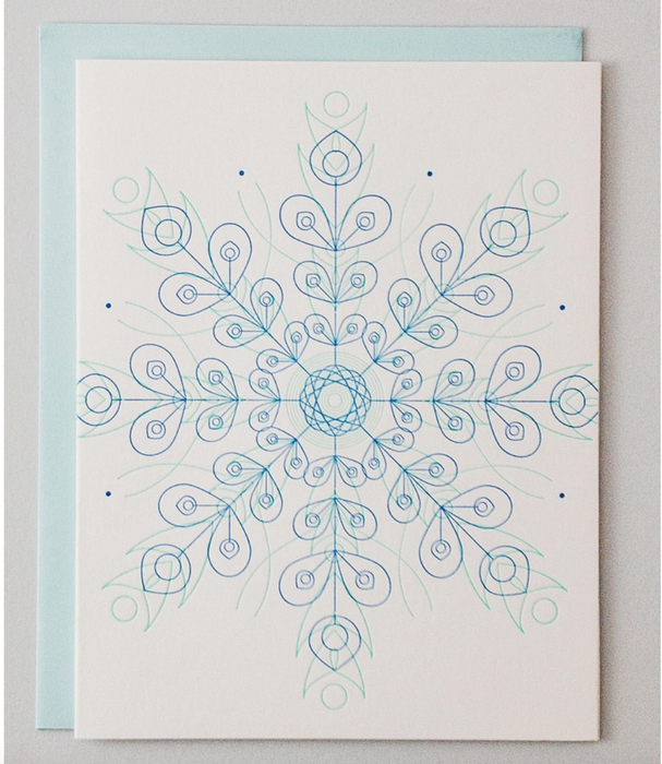 Modern Snowflake Letterpress Greeting Card