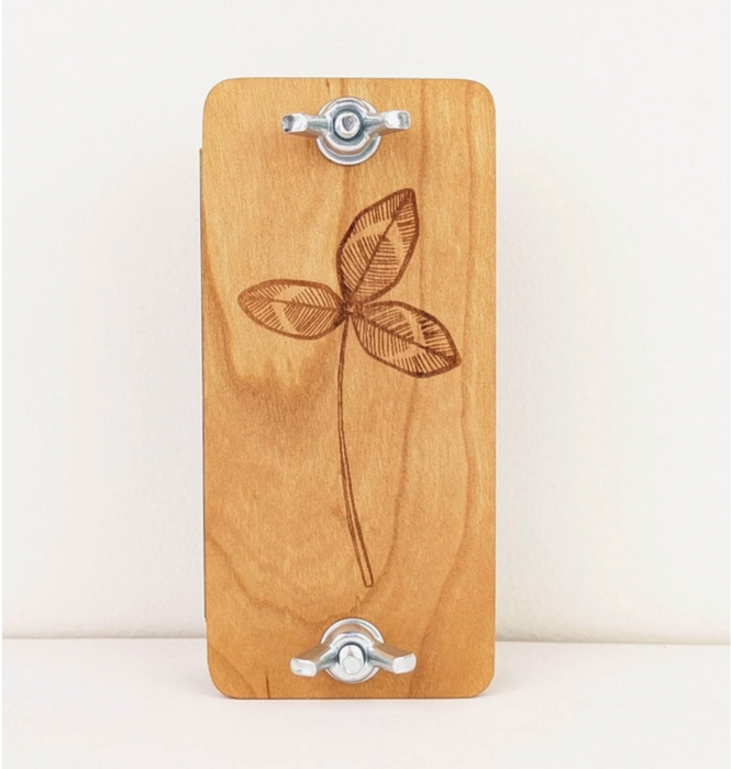 Pocket Size Floral Press With Clover Design - Cherry, Walnut, or Maple