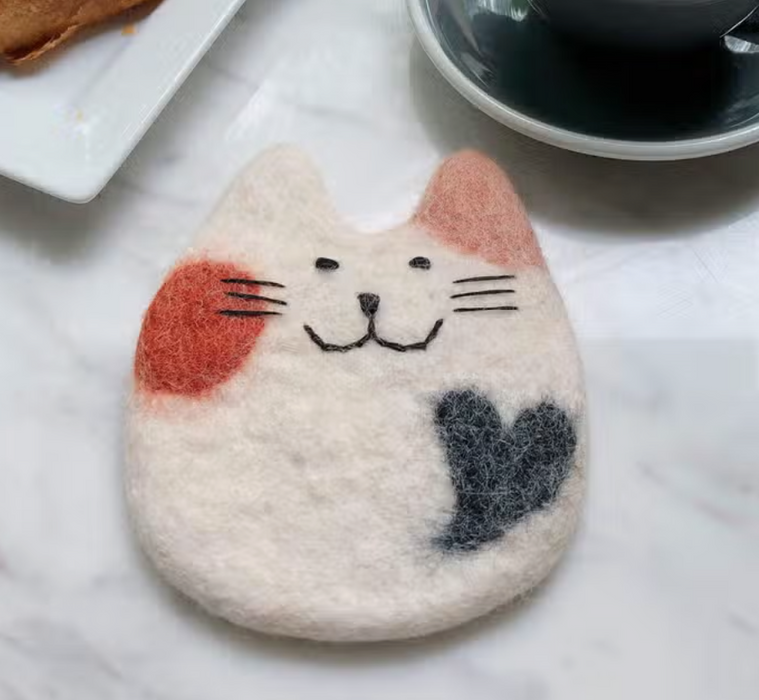 Felt Calico Cat Coasters - Set Of Four