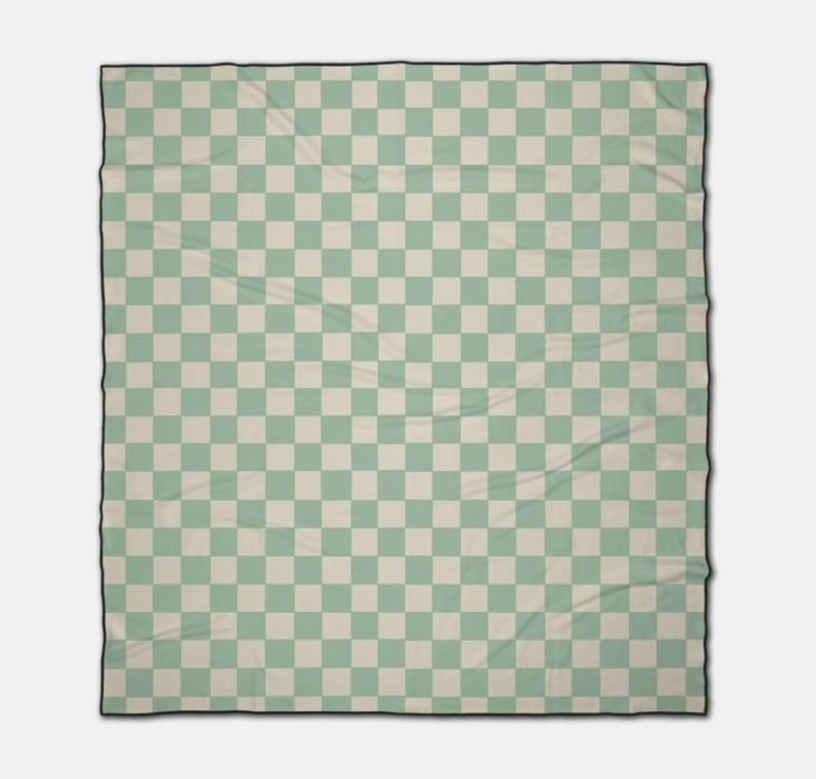 Mint Checker Beach Blanket