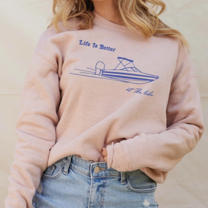 Better At the Lake Sweatshirt in Rose