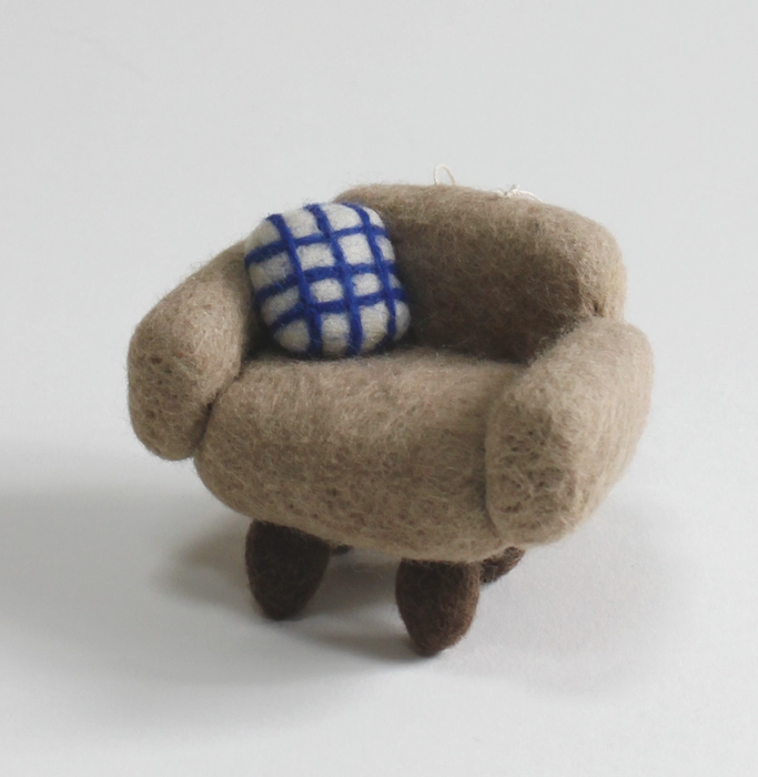 Hand-Felted Beige Chair Ornament