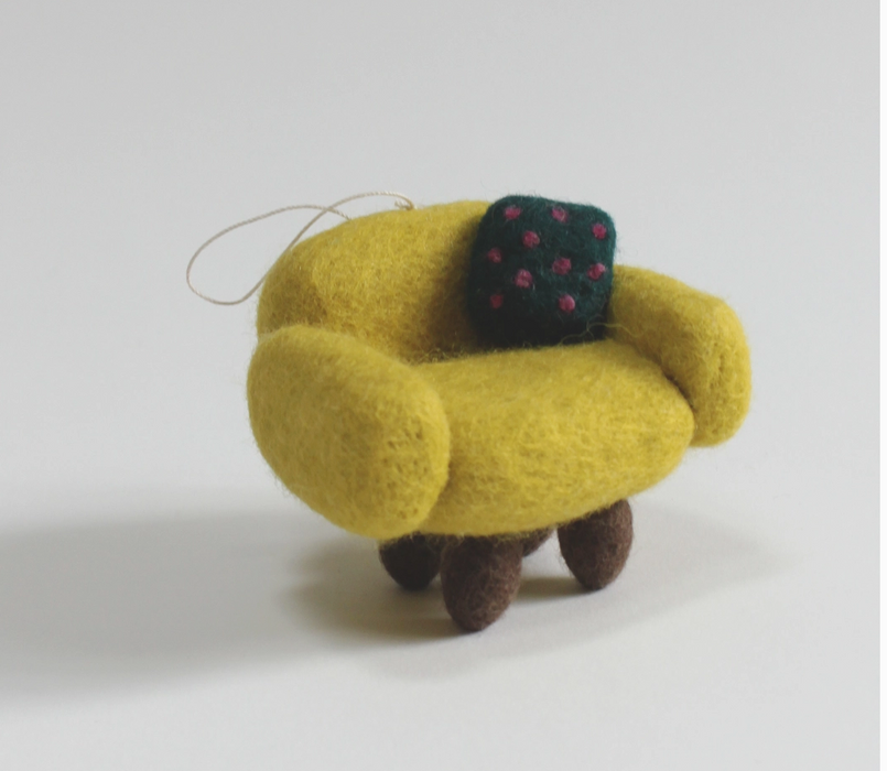 Hand-Felted Yellow Chair Ornament