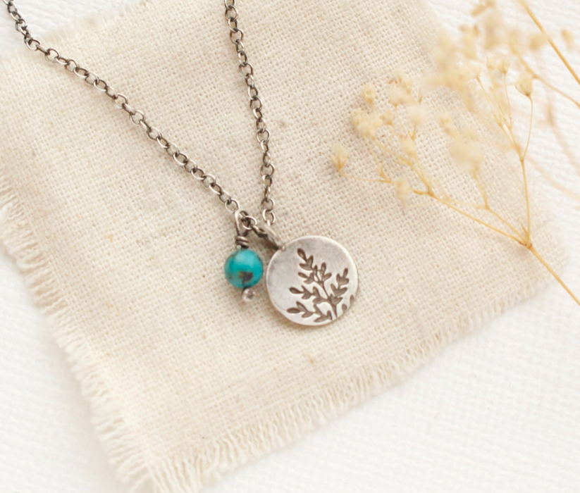 Sprout Necklace with Turquoise Charm