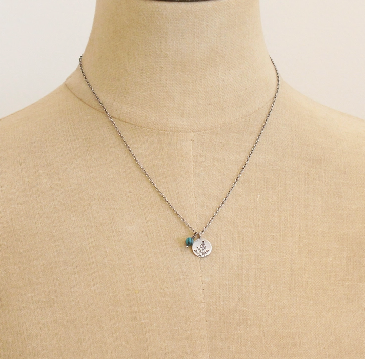 Sprout Necklace with Turquoise Charm