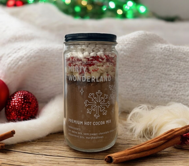 Hot Cocoa Mix Jar in Minty Wonderland