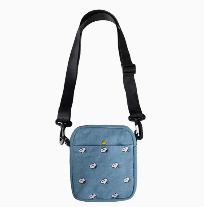 Embroidered Denim Snoopy Crossbody Bag