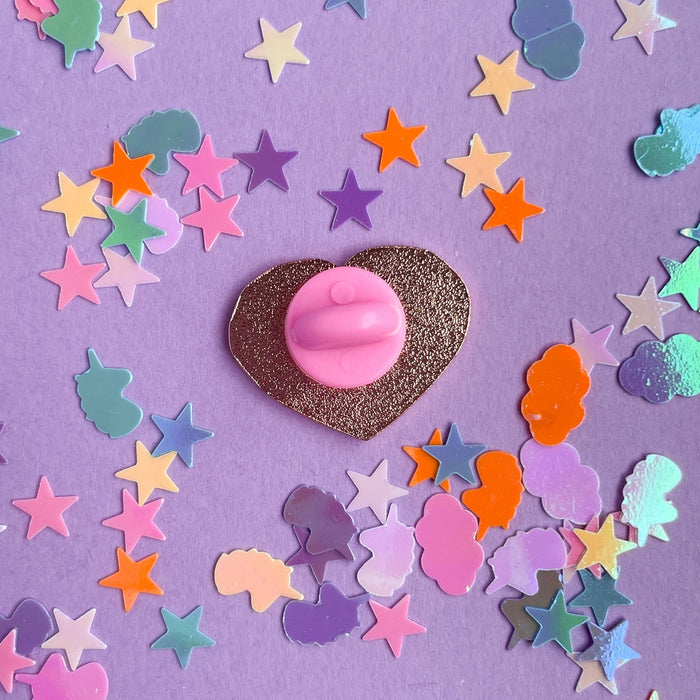 Pastel Rainbow Knit Heart Enamel Pin