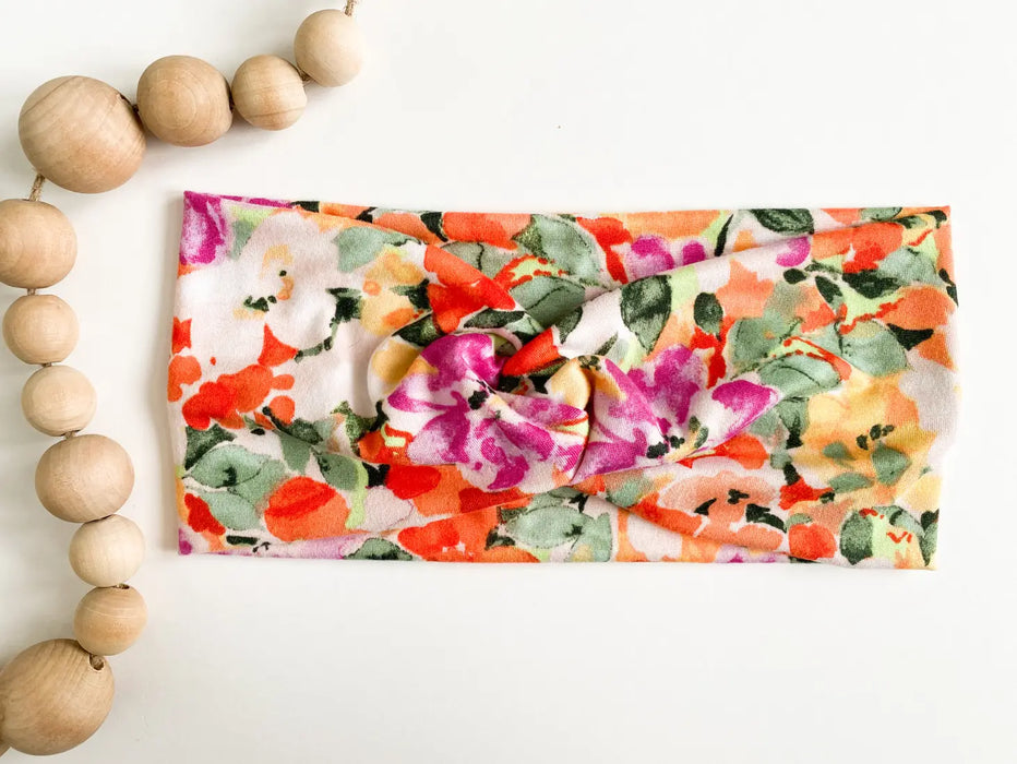 Bright Floral Twist Headband